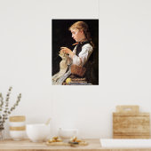 Strickendes Mädchen Knitting Girl Poster (Küche)