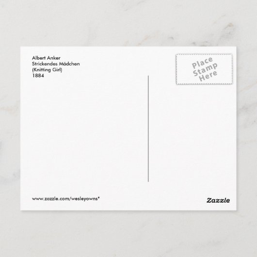 Strickendes Mädchen strickendes Mädchen Postkarte (Rückseite)