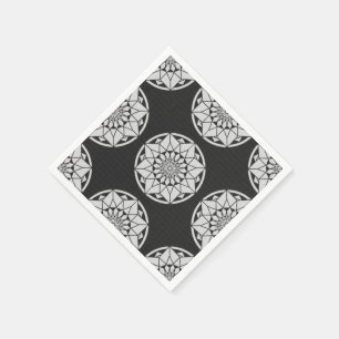 Strickendes Schwarzes u. Weiß der Stern-Mandala Serviette
