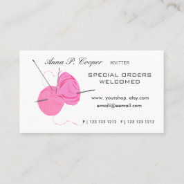 Stricker-rosa niedliche Garn-Bälle u. Nadeln Visitenkarte