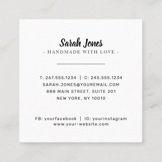 Stricker Strickkugel-Logo Quadratische Visitenkarte (Rückseite)