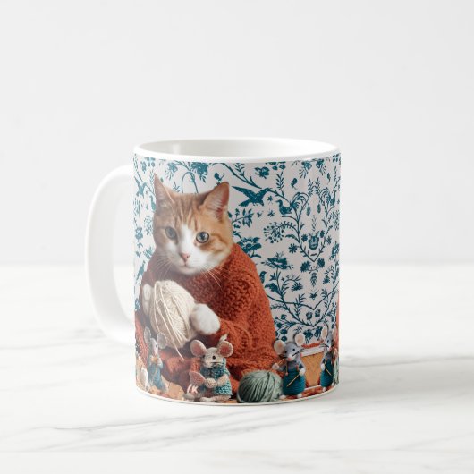 Strickerei für Crochet Cat and Mouse Kaffeetasse (Vorderseite Links)