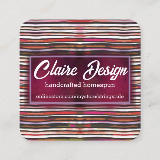 Strickerei Strickfaser Häkelhaut Handwerk busi Quadratische Visitenkarte (Vorderseite)