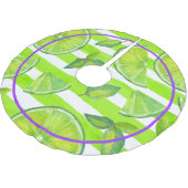 Strickfarben Limon und hell Lila Polyester Weihnachtsbaumdecke (Schrägansicht)