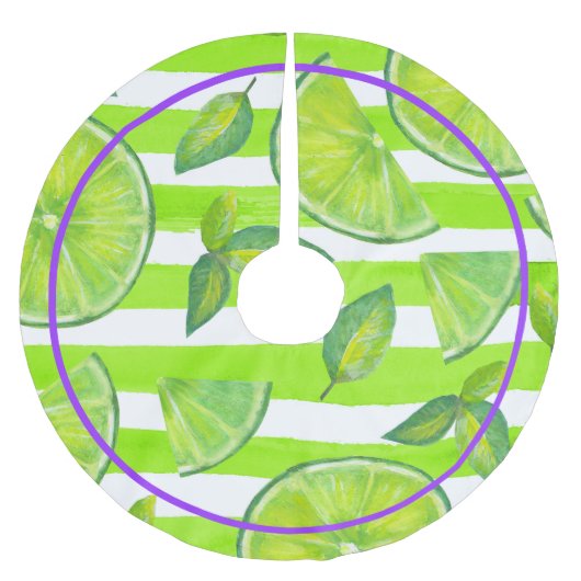 Strickfarben Limon und hell Lila Polyester Weihnachtsbaumdecke (Vorderseite)