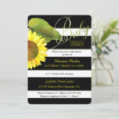 Strickfarbene Sonnenblumendusche Einladung (Stehend Vorderseite)