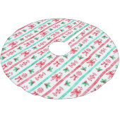 Strickfarbene Süßleinen + Pfefferminzbonbons Polyester Weihnachtsbaumdecke (Schrägansicht)