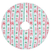 Strickfarbene Süßleinen + Pfefferminzbonbons Polyester Weihnachtsbaumdecke (Vorderseite)