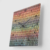 Strickfaser aus mehrfarbigen Stricken Quadratische Wanduhr (Winkel)