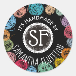 Strickfaser aus Spinnfäden, handgefertigt mit Lieb Runder Aufkleber