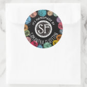 Strickfaser aus Spinnfäden, handgefertigt mit Lieb Runder Aufkleber (Tasche)