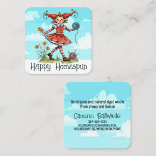 Strickfaser aus Strickfaser aus Girly Clown Quadratische Visitenkarte