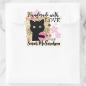 Strickfaser-Hausgeflügel-Katzengarne Quadratischer Aufkleber (Tasche)