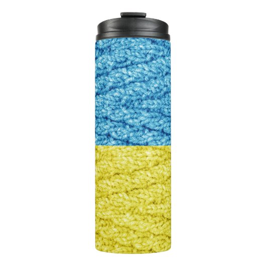 Strickflagge in der Ukraine Thermosbecher (Vorderseite)