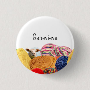 Strickgarn aus Häkelwolle, personalisierbar Button