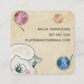 Strickgarn aus niedlichen Lammschaf Quadratische Visitenkarte (Rückseite)