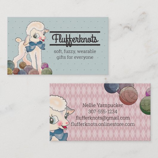 Strickgarn aus niedlichen Lammschaf Visitenkarte (Vorne/Hinten)