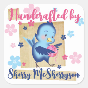 Strickgarn aus Strickfaser Quadratischer Aufkleber