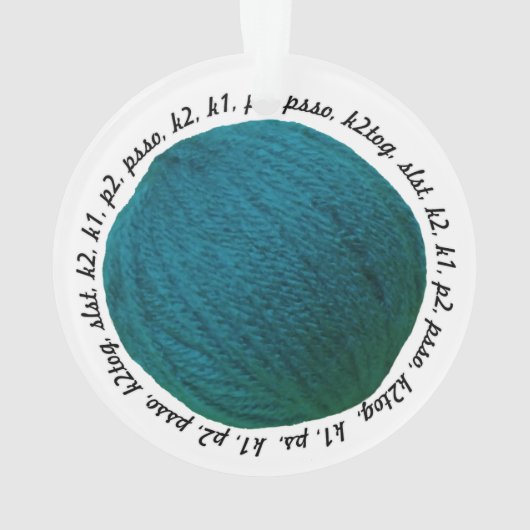 Strickgarn Ball Aquamarine Handwerkskunst Ornament (Rückseite)