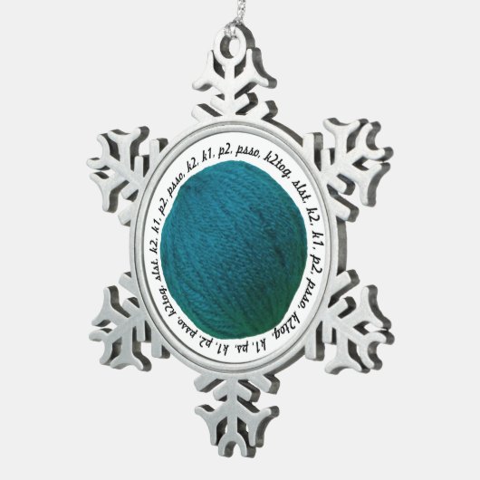 Strickgarn Ball Aquamarine Handwerkskunst Schneeflocken Zinn-Ornament (Rechts)