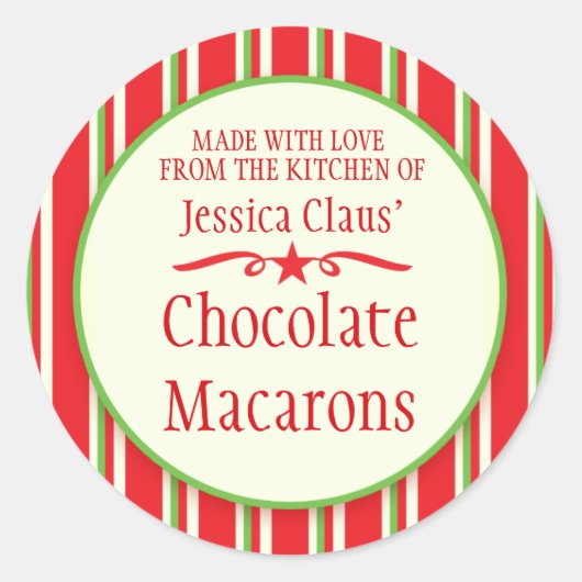 Strickgrün-rote Kekse-Austausch Backgeschenkaufkle Runder Aufkleber (Vorderseite)
