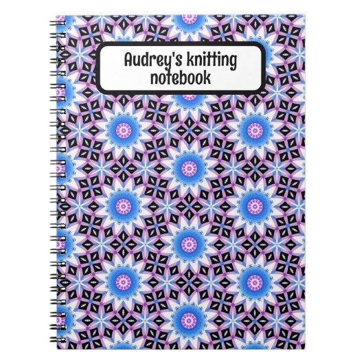 Strickheft - blau und lila notizblock (Vorderseite)
