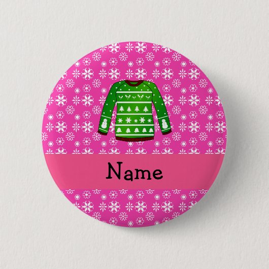 Strickjackerosa des individuellen Namens grünes Button (Vorderseite)