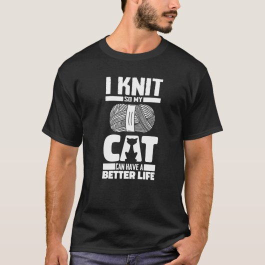 Strickkatze Handstrick Handarbeit Stricken T-Shirt (Vorderseite)