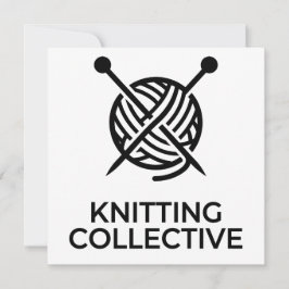 Strickkollektiv Schwarz Logo Minimalistisches Stri Einladung