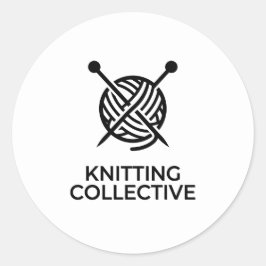 Strickkollektiv Schwarz Logo Minimalistisches Stri Runder Aufkleber