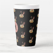 Strickkorbmuster Monogramm Latte Tasse (Vorderseite)