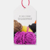 Strickkugel aus handgefertigter Wolle Geschenkanhänger (Rückseite)