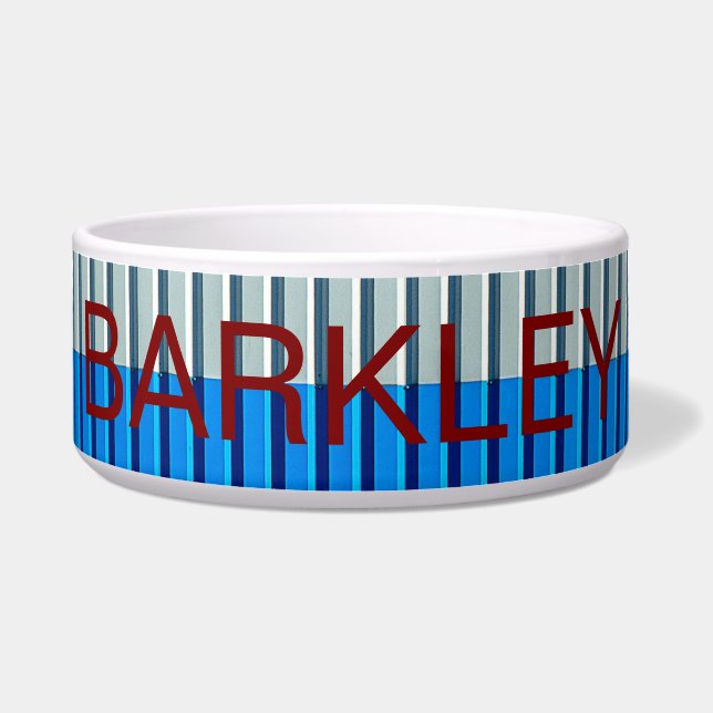Strickmetall-Look Pet Bowl mit BARKLEY Text Napf (Vorderseite)