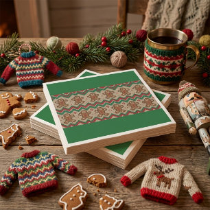 Strickmuster für Weihnachtsmann aus Lebkuchen Serviette
