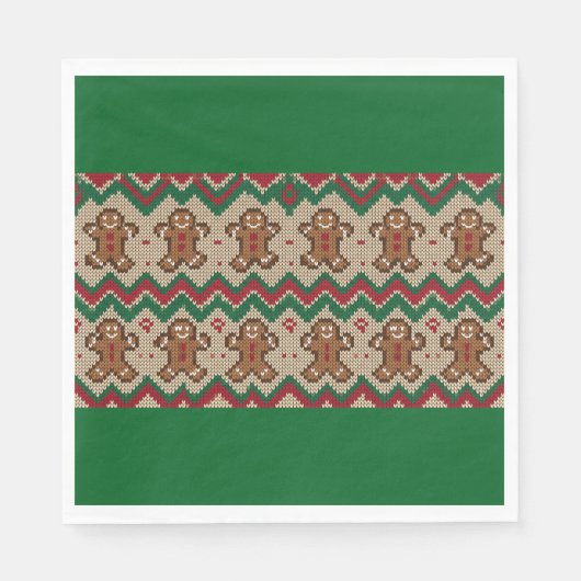 Strickmuster für Weihnachtsmann aus Lebkuchen Serviette (Vorderseite)