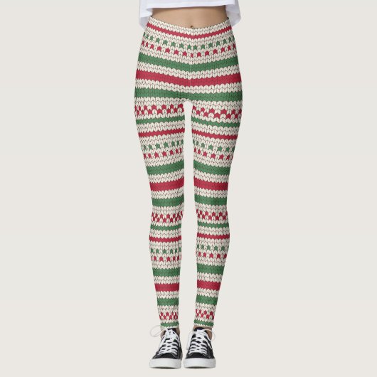 Strickmuster für Weihnachtspullover Leggings (Vorderseite)