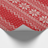 Strickmuster für Weihnachtspullover - ROT Geschenkpapier (Ecke)