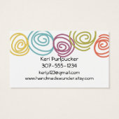 Stricknadeln aus farbigen Garnen Visitenkarte (Rückseite)