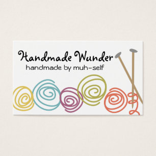 Stricknadeln aus farbigen Garnen Visitenkarte