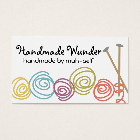 Stricknadeln aus farbigen Garnen Visitenkarte (Vorderseite)