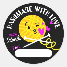 Stricknadeln aus Garnkissy, handgefertigt Runder Aufkleber