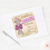 Stricknadeln aus Shabby Chic, handgefertigt Quadratischer Aufkleber (Umschlag)