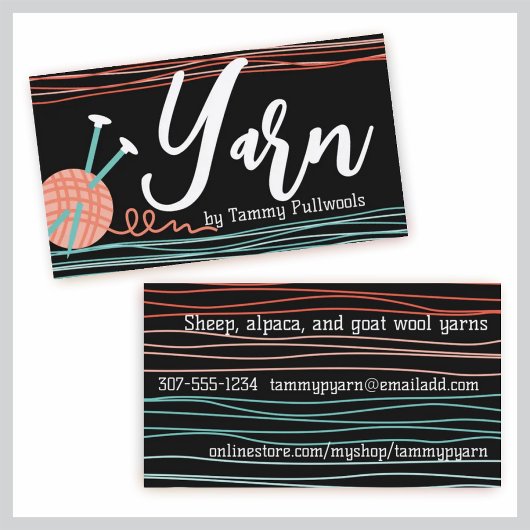 Stricknadeln aus Strickerei Visitenkarte