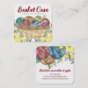 Stricknadeln aus Strickgarn quadratisch Quadratische Visitenkarte