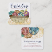 Stricknadeln aus Strickgarn Quadratische Visitenkarte (Vorne/Hinten)