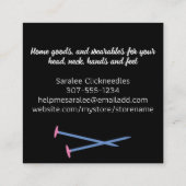 Stricknadeln aus Strickwaren Quadratische Visitenkarte (Rückseite)