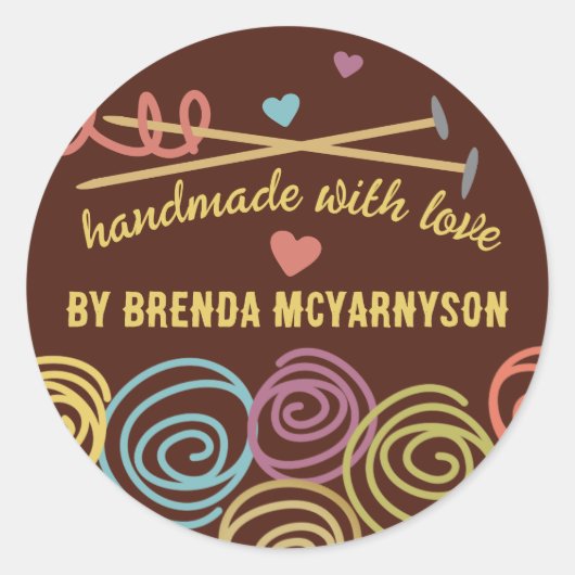 Stricknadeln aus Strickwaren Runder Aufkleber (Vorderseite)