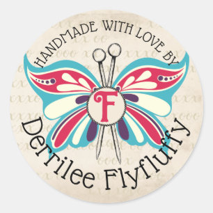 Stricknadeln für Schmetterlinge, handgefertigt von Runder Aufkleber