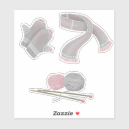 Stricknadeln mit Schals Aufkleber