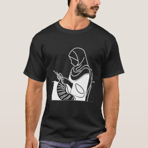 Stricknadeln One Line Art Zeichnung T-Shirt